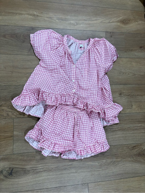 Piyama Other - Piyama  Pink Gingham Ruffle Pajama Set